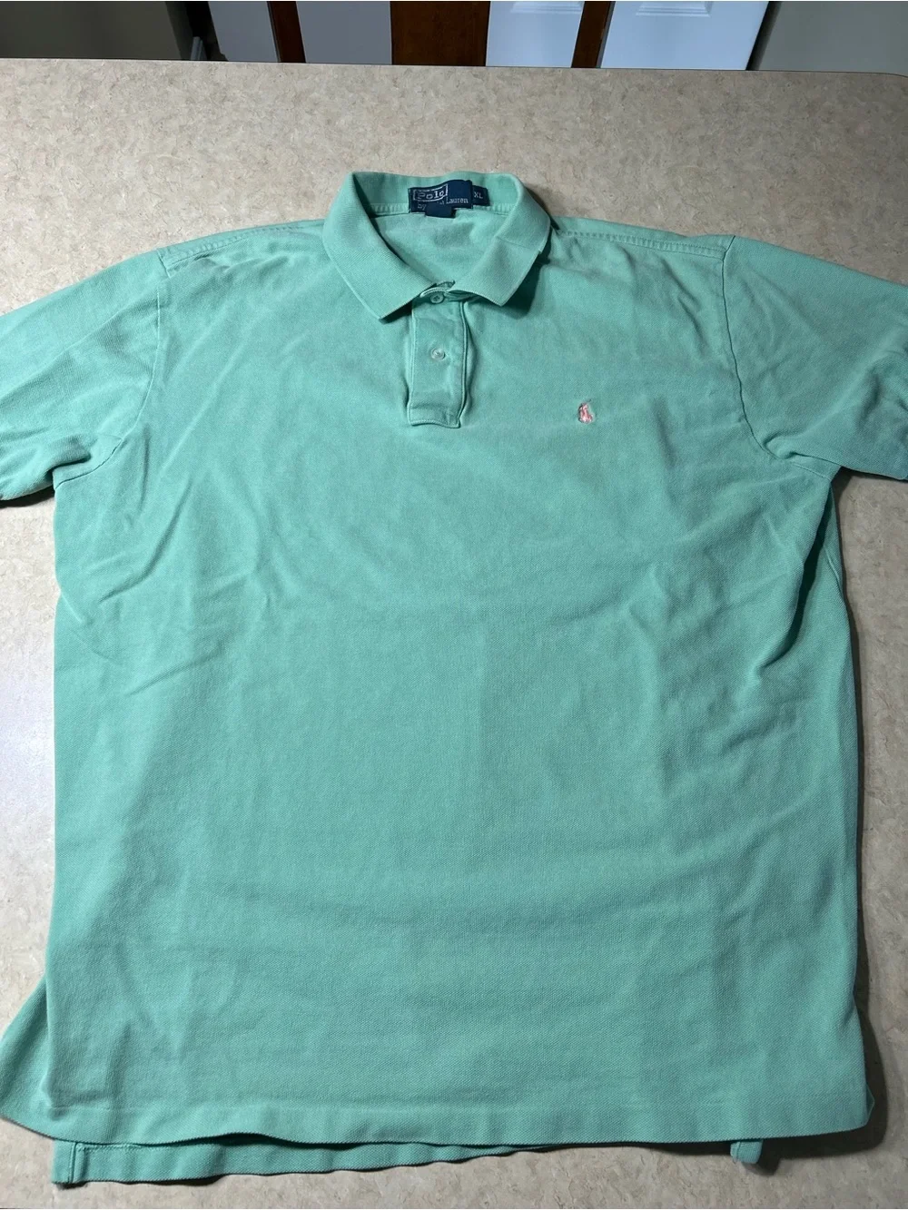 Pair (2) Polo By Ralph Lauren XL Teal And White With Brown Stripes Polos